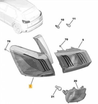 9836231280 PILOTO TRASERO IZQUIERDO PEUGEOT 3008