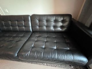 Sofá de Piel Negro 3 Plazas Ikea Landskronar.