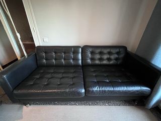 Sofá de Piel Negro 3 Plazas Ikea Landskronar.