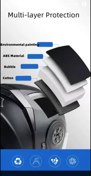 Casco Modular Convertible Negro brillante