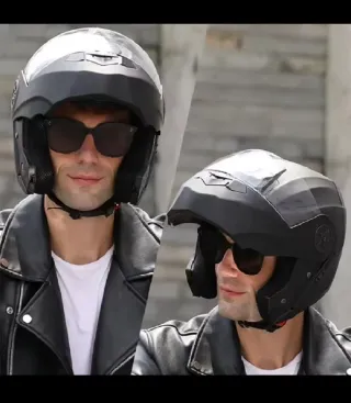 Casco Modular Convertible Negro brillante