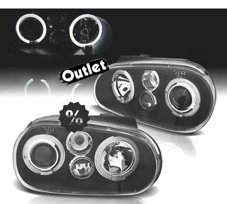 KJ FAROS VOLKSWAGEN VW GOLF 4 OJOS ANGEL LED LOOK R32 FONDO