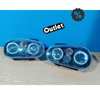 KJ FAROS VOLKSWAGEN VW GOLF 4 OJOS ANGEL LED LOOK R32 FONDO