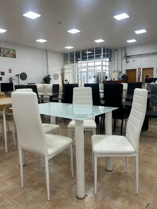 Mesa comedor 4 sillas blanca moderna
