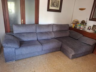 Sofá Cama Chaise Longue Gris con Arcón