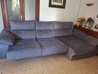 Sofá Cama Chaise Longue Gris con Arcón
