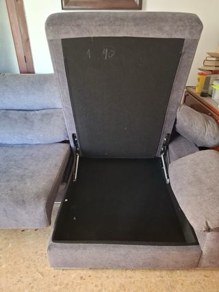 Sofá Cama Chaise Longue Gris con Arcón