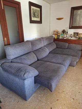 Sofá Cama Chaise Longue Gris con Arcón