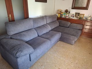 Sofá Cama Chaise Longue Gris con Arcón