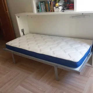 Cama Abatible Blanca y Gris