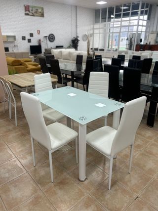 Mesa comedor 4 sillas blanca moderna
