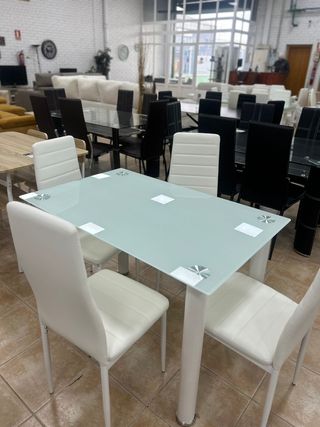 Mesa comedor 4 sillas blanca moderna