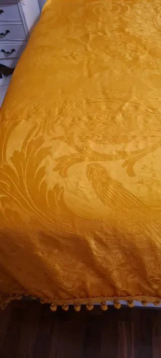 Colcha Damasco Seda Amarillo Dorado