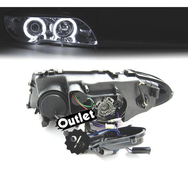 KJ FAROS BMW E46 COUPE 03-06 XENON OJOS ANGEL CCFL FONDO CRO