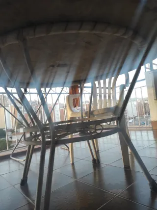 Tavolo da giardino in marmo, pietra e metallo D.120