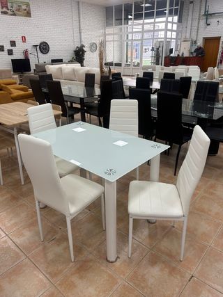 Mesa comedor 4 sillas blanca moderna