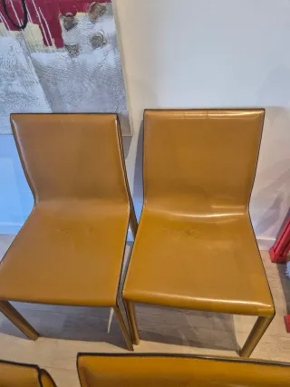 4 sillas comedor piel camel