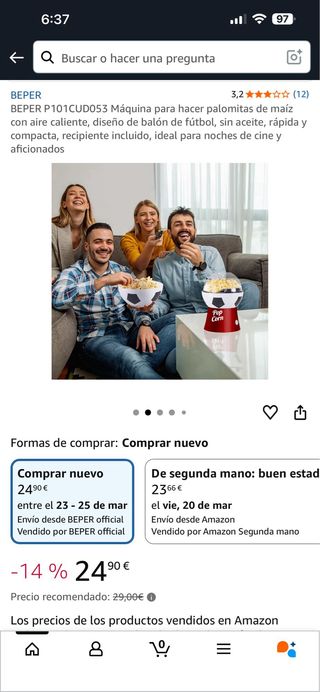 Máquina Palomitas Beper Fútbol