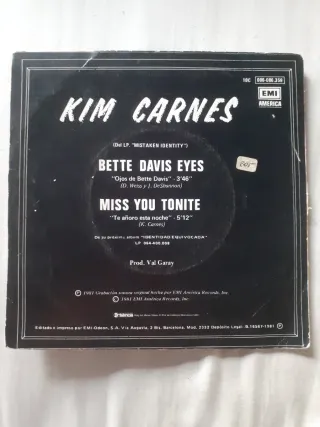 Single vinilo Kim Carnes - Ojos de Bette Davis