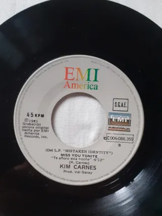 Single vinilo Kim Carnes - Ojos de Bette Davis