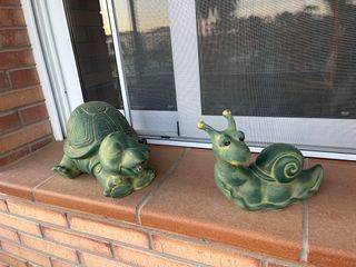 Decoración cerámica tortuga y caracol