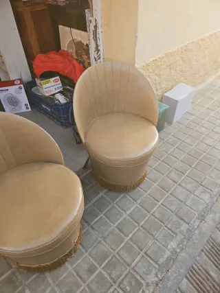 Juego 2 sillones vintage beige