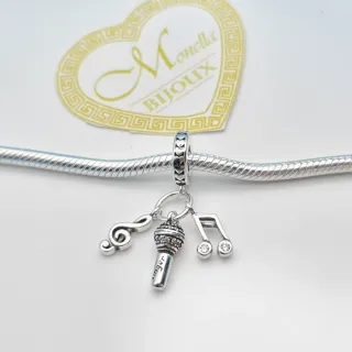 Charm argento 925 musica microfono nota musicale