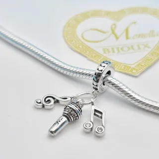 Charm argento 925 musica microfono nota musicale