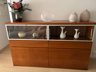 Aparador y mueble TV madera y cristal