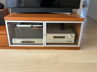 Aparador y mueble TV madera y cristal