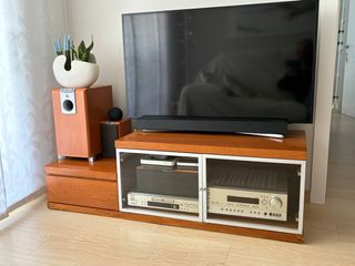 Aparador y mueble TV madera y cristal
