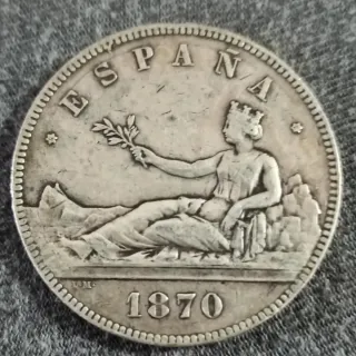 5 Pesetas 1870 Gobierno Provisional a Spot.
