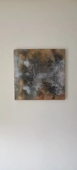 Cuadros Abstractos Oro y Gris. Pintado a mano.