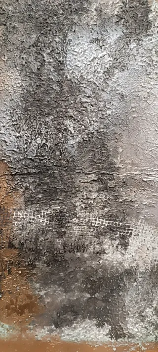 Cuadros Abstractos Oro y Gris. Pintado a mano.