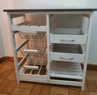 Mesita auxiliar cocina con cestas y cajones