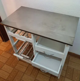 Mesita auxiliar cocina con cestas y cajones