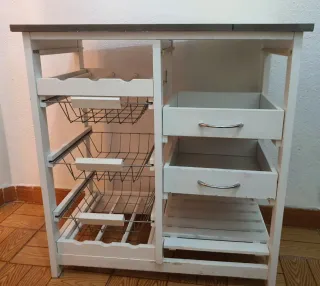 Mesita auxiliar cocina con cestas y cajones