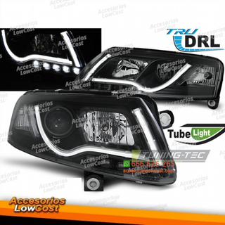 FAROS TUBO LUZ DRL NEGRO se adapta a AUDI A6 C6 0