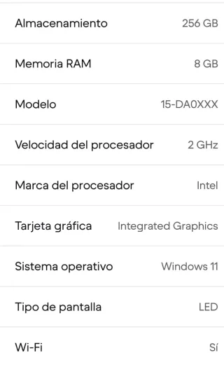 Portátil HP 15-da0xxx Azul del 2017.