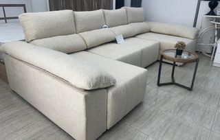 Sofá Cama Chaise Longue Rinconera Beige 345cm