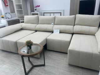 Sofá Cama Chaise Longue Rinconera Beige 345cm