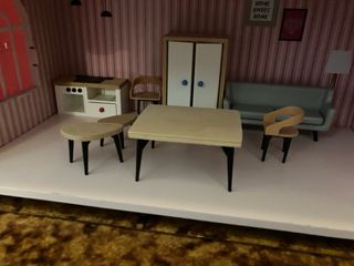 Casetta delle bambole in legno con accessori