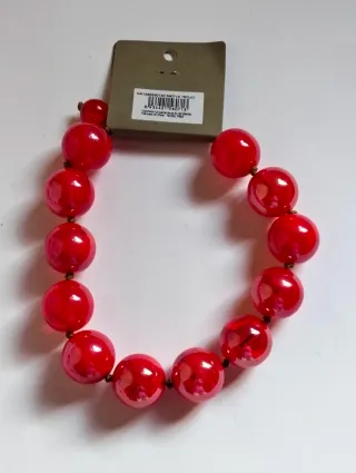 Collar bolas grandes resina rojo vibrante