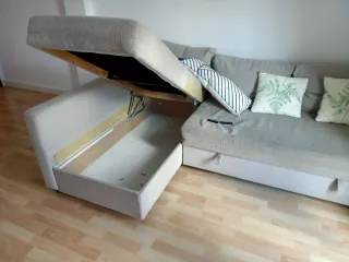 Sofá Cama Chaiselongue de tela gris