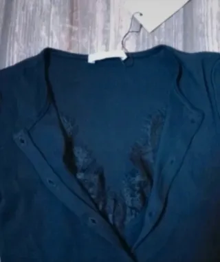 Chaqueta top punto combinada encaje Zara