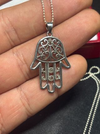 Cadena y Colgante Plata 925 - Mano de Fatima