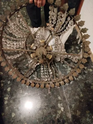 Lámpara araña cristal y metal. SOLO HASTA EL 31/03