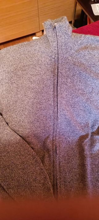 Chaqueta lana gris cremallera Hombre L