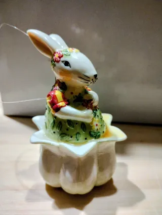 Soprammobile coniglietto in ceramica