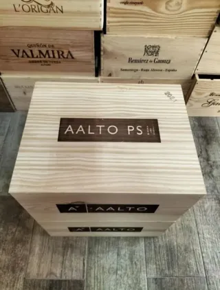 2 Cajas de madera con tapa corredera almacenaje.